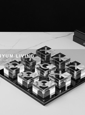 现代轻奢卧室f桌面摆设客厅装饰品创意水晶工艺品棋盘摆件家居软