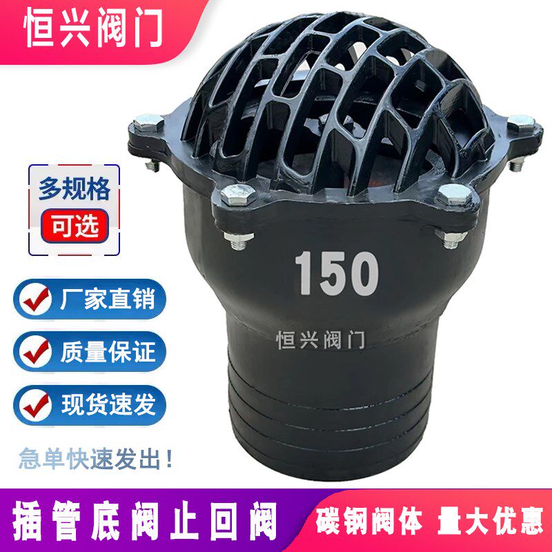 插管底阀止回阀单k向阀碳钢水泵抽水吸水阀升降式花篮头莲蓬头底