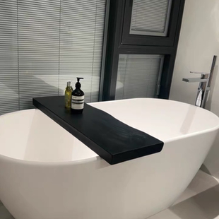 浴缸实木搁板民宿置物板酒店会所家用架子卫生间黑色泡澡收纳隔板