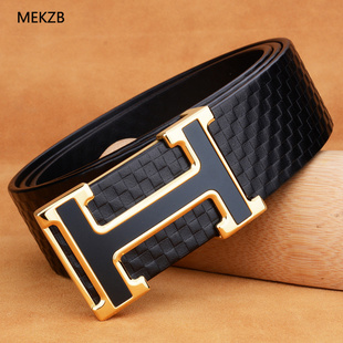 皮带男真皮新款纯牛皮中青年平滑扣时尚商务百搭裤高端腰带正品