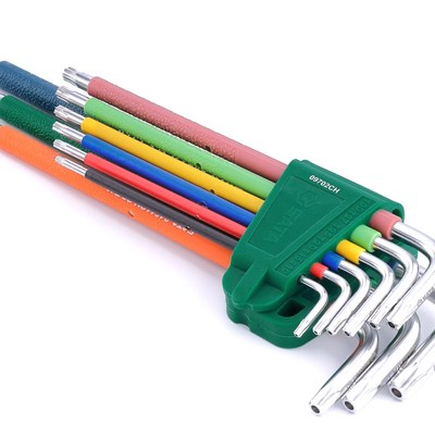 世达彩虹系列9件特长内六角扳手组套09103CH 09702CH中孔花形扳手