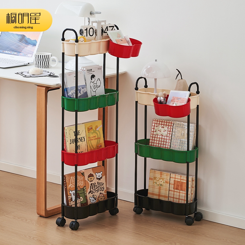 书本置物架落地带轮可移动小推车多层书H桌旁桌边收纳学生整理神