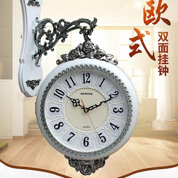 海之星双面挂钟 欧式现代豪华钟表 大号创意时尚静音墙钟客厅包邮