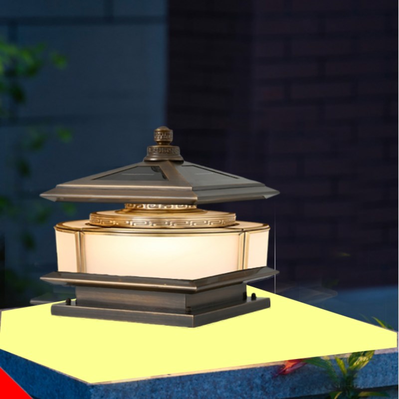 柱灯户外栅栏门柱屋全铜庭A院大门柱灯广场庭院圆形太阳能