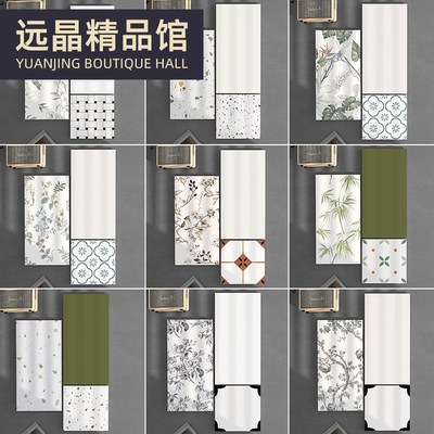 400x800奶油风肌肤釉仿古砖厨房卫G生间奶白墙砖法式柔光植物花砖