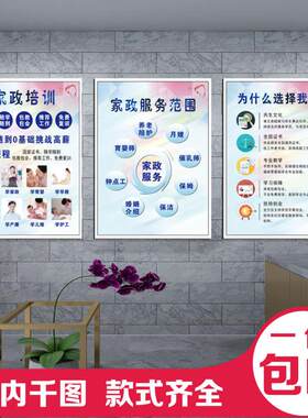 家政服务培训海报广告月嫂育婴师宣传画家电清洗定制企业文化kt板