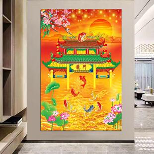 鱼跃龙门墙贴画鲤鱼图餐厅招财风水挂画更上一层楼客厅走廊玄关画