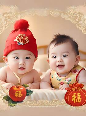 龙凤胎宝宝画像墙贴画备孕求子房间漂亮娃娃海报孕妇怀孕婴儿女童