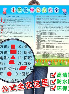 小学数学公式大全定理单位换算奥数乘法口诀表墙贴海报加减法挂图