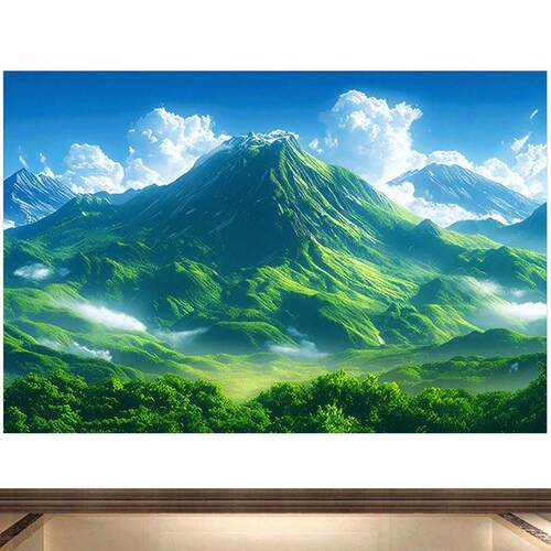背有靠山青山图镇宅聚财招财大气海报画中堂客厅装饰画石头山自粘