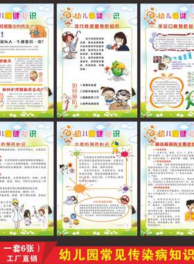 学校幼儿园常见手足口流行性感冒贴画传染病预防知识宣传海报挂图
