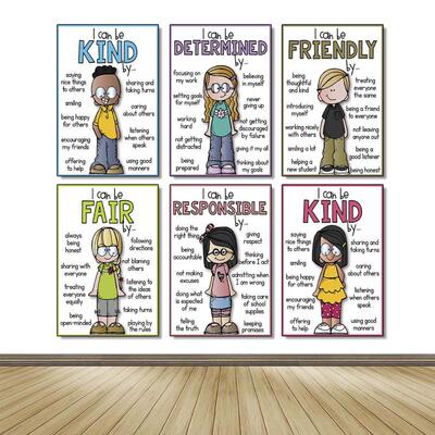 英语教室装饰环创海报character人物性格品质特征励志标语贴纸