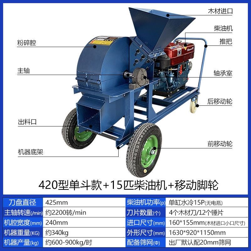 多功能木材粉碎机葡萄枝树枝粉碎机竹子玉米芯P边角料破碎机木屑