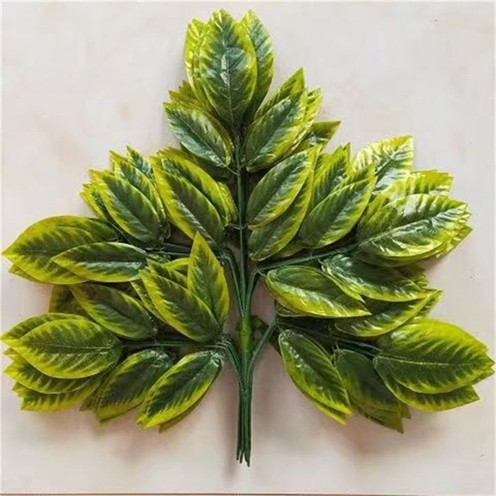 仿真黄边芒果叶假树枝工程园林造景装饰绿色树叶子仿真植物假树枝