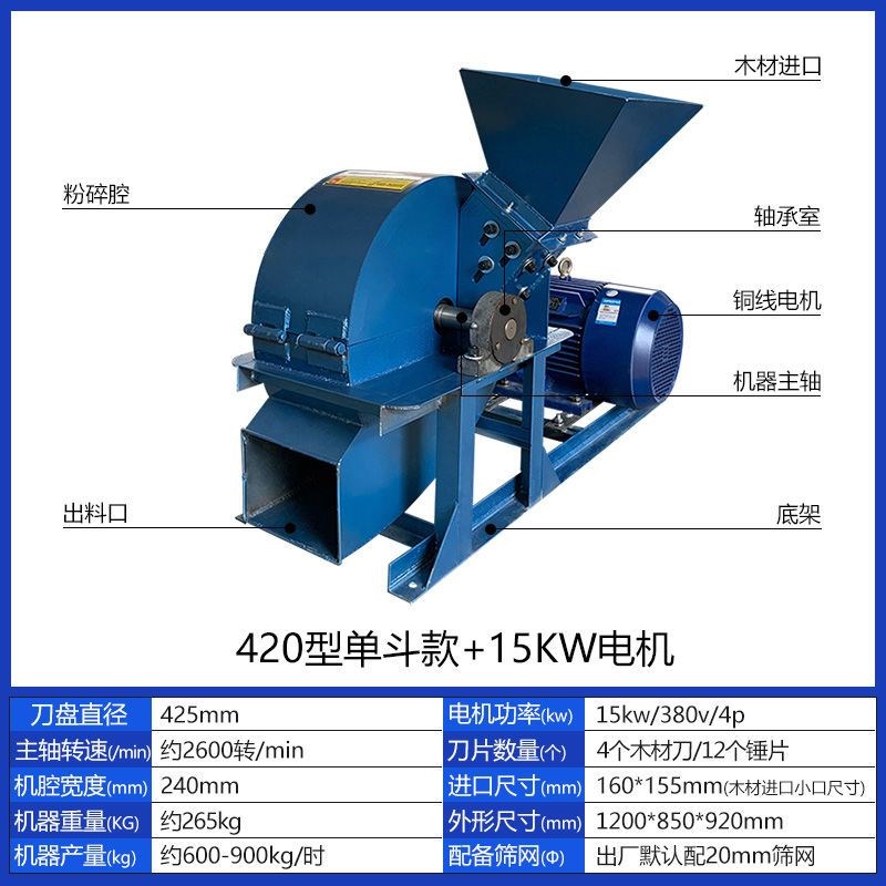 多功能木材粉碎机葡萄枝树枝粉碎机竹子玉米芯P边角料破碎机木屑