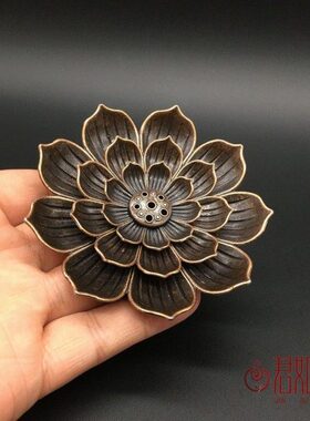 香插合金香莲花可拆卸线香摆件香插香荷花一荷叶座香插炷多孔禅意