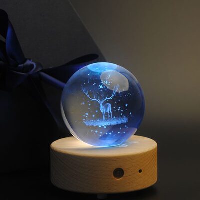 七夕礼物同学生日礼物女生发光天空之城蓝牙送水晶球音乐盒八音盒