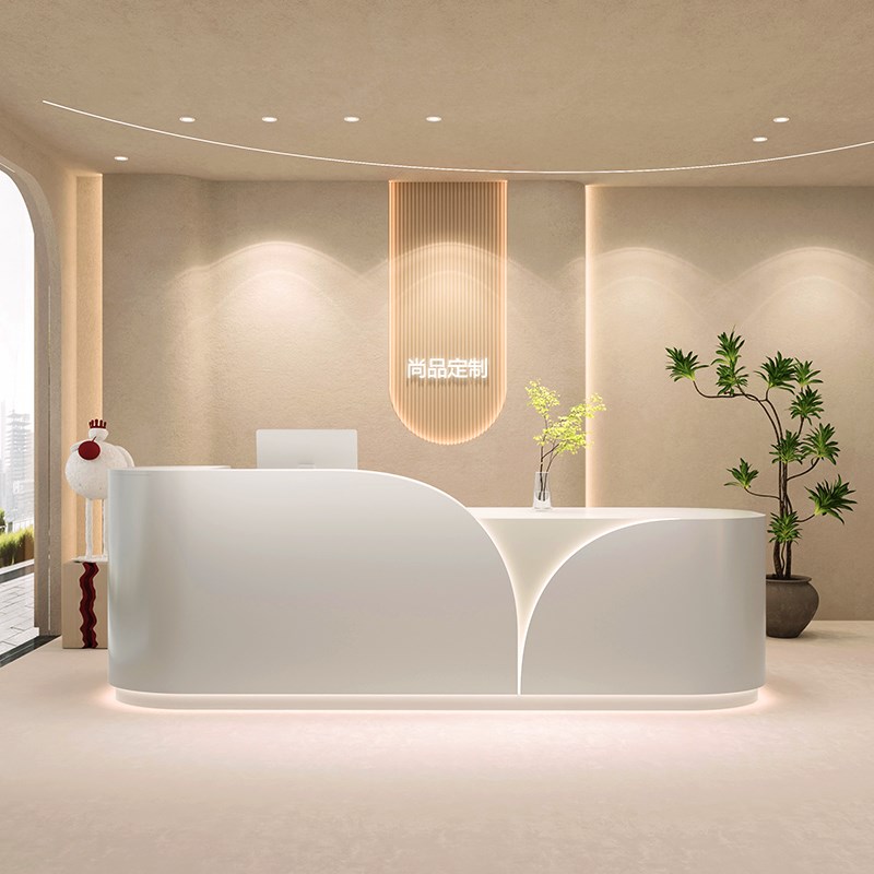 高端轻奢收e银台吧台前台大理石现代简约美容院公司医美咨询接待