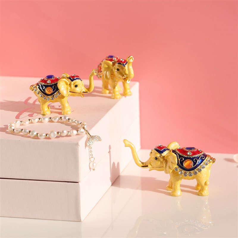泰式金属大象首饰盒满钻戒指盒珠宝G盒戒指盒东南亚大象礼品摆件