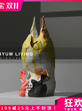 简约现代轻奢黑色金属几何创意软装饰品家居样板房X间玄关柜摆件