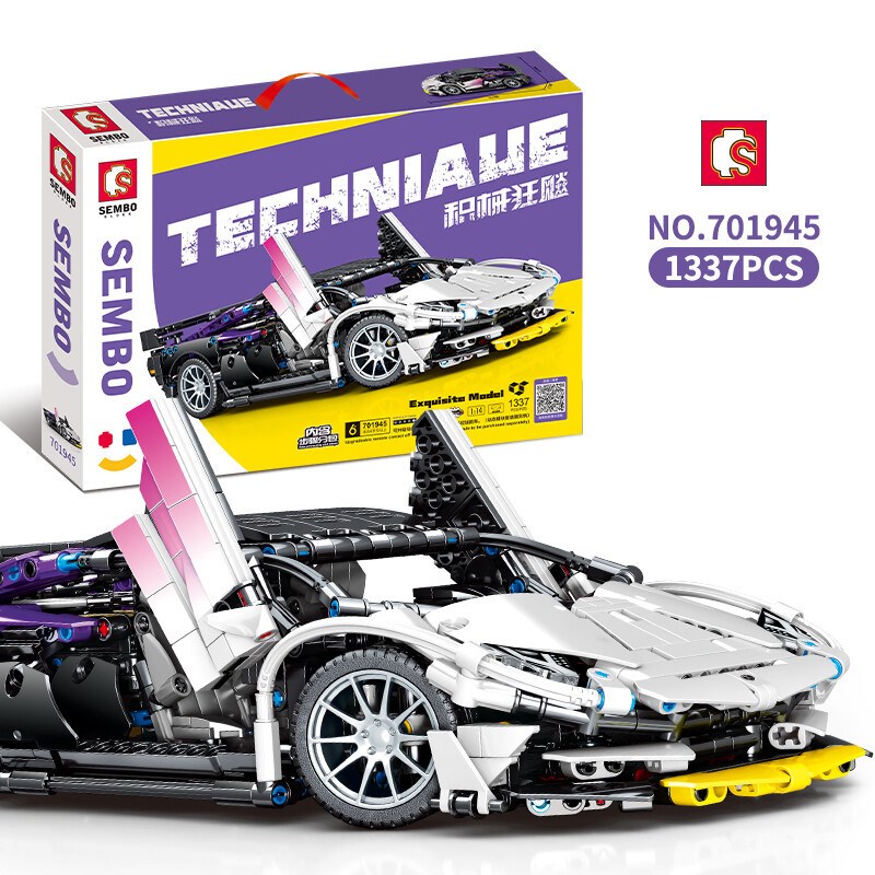 森宝越野车拼装跑车积木模型大奔成年高难度摩托车儿童炫酷摆件