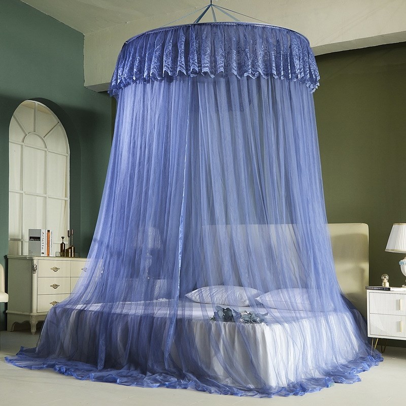 欧式圆形蚊帐吊顶公主支架杆吊挂式儿童床宫廷简易床帘蕾丝吊式便