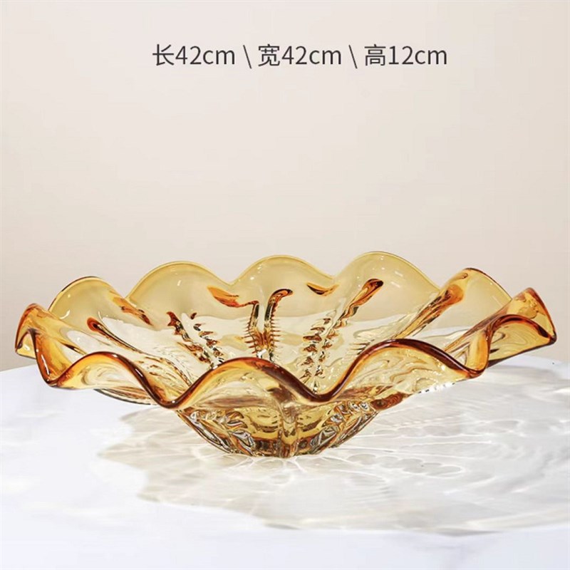 轻奢玻璃大号水果盘家用客厅茶几摆件样板间高端样板间高档装饰盘