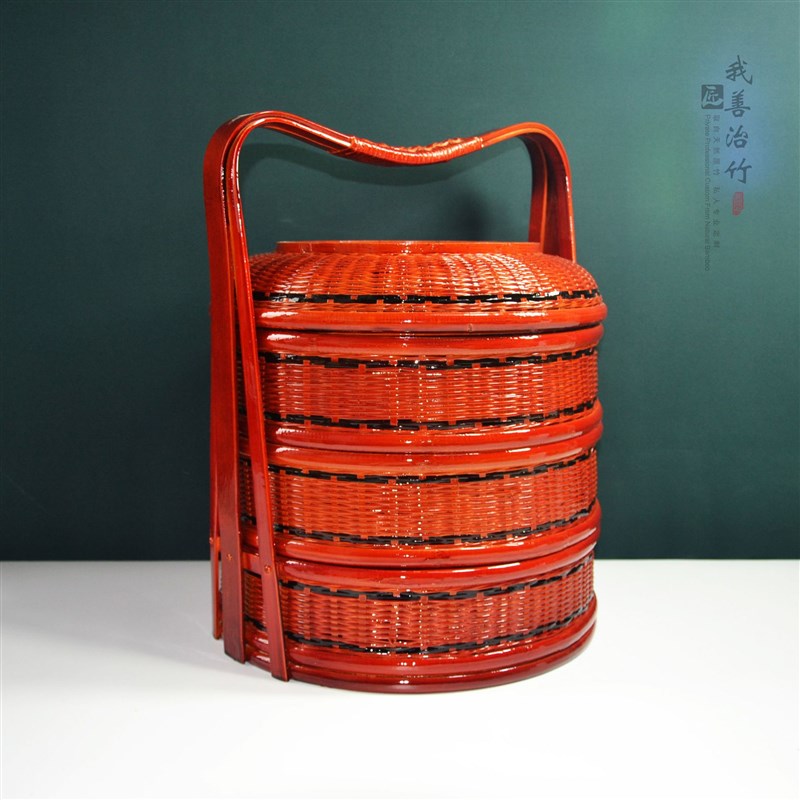 竹篮竹提篮礼品篮竹编食盒油漆竹篮竹盒 热卖