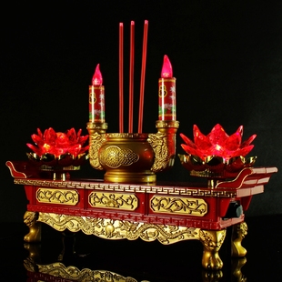 家用佛前供灯观音灯莲花 LED插电蜡烛台电子香q炉供佛具用品大全