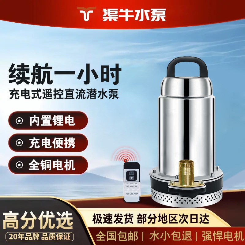 无线遥控远程开关锂电浇菜神器x农地灌溉抽水泵小型12V直流潜水泵