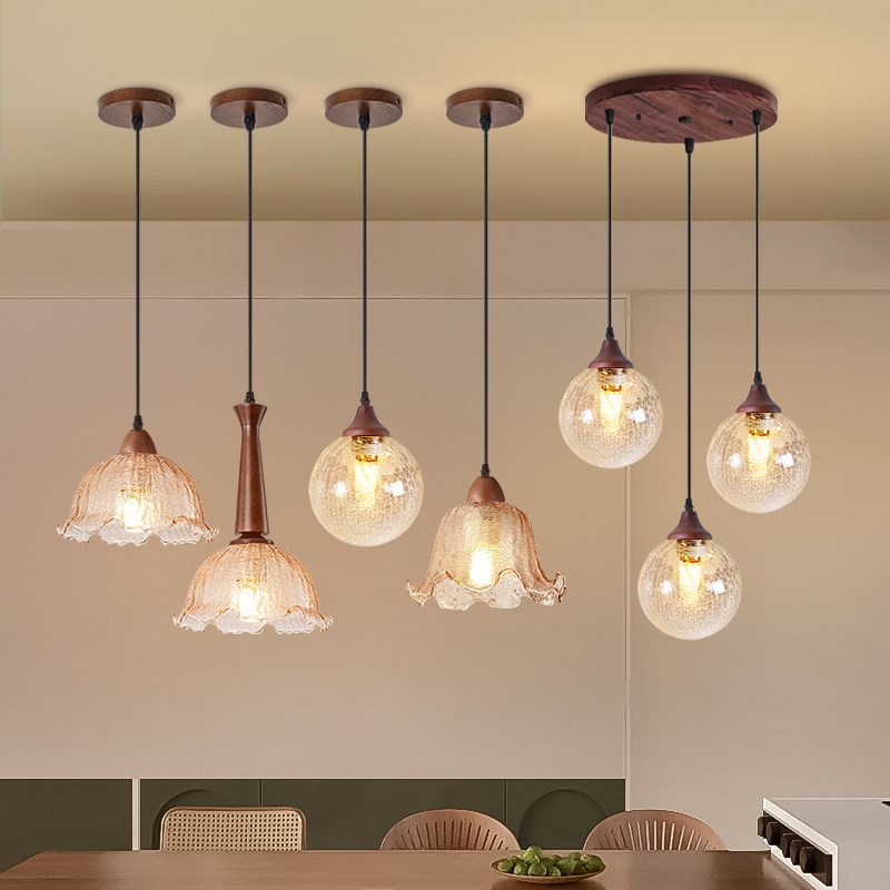 新款中古风复古法式浪漫餐桌吧台B小吊灯胡桃实木冰裂纹卧室床头