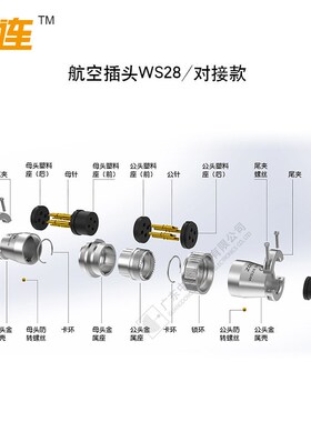 中连对接航空插头插座 WS28-2-3-4-7-10-12-16-17-20孔-24针-26芯