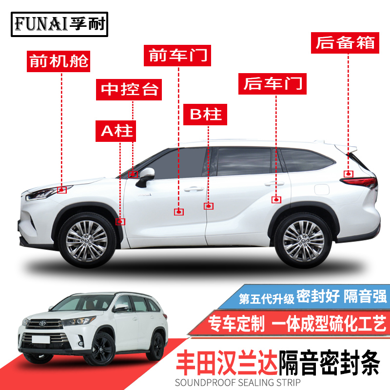 适用丰田汉兰达 陆放密封条车门专用隔J音条全车防尘胶条静音改装