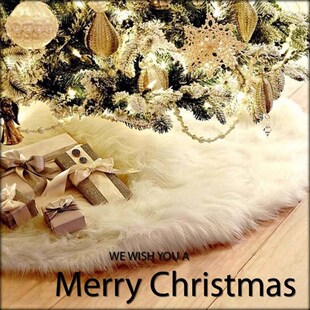 tree 圣誕節(jié)裝 飾品圣誕樹裙純白色長q毛絨節(jié)日裝 扮Christmas skir