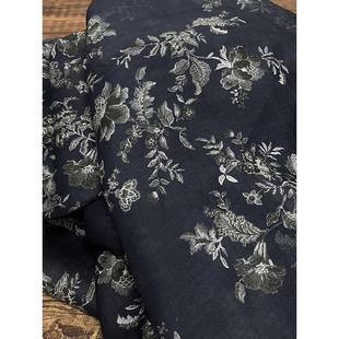花七 布久以逅数码 印花薄款 苎麻宽松连衣裙布料中式 旗袍面料24新