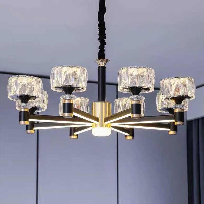 2023年简约现代客厅灯灯臂发光铝材高档大气餐厅卧室轻奢水晶吊灯