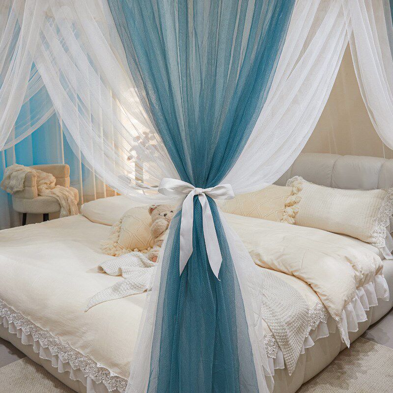 蚊帐家用老式2米1.8m1.5m床落地加密宫廷公主风纹账2.0x2.2 1.2米