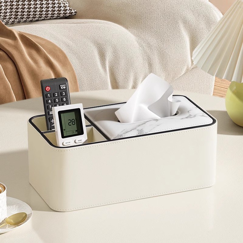 纸巾盒客厅茶几收纳盒高级轻奢餐巾抽纸盒家用奶油风多功能放遥控