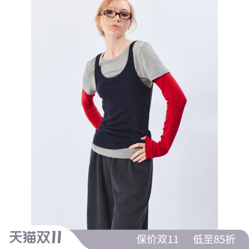 1c00M4三件套撞色打底上衣