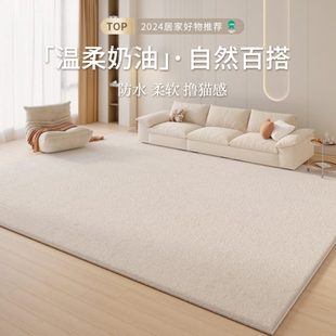 奶油风防水防污卧室地垫沙发轻奢高级感仿羊绒 地毯客厅2024新款