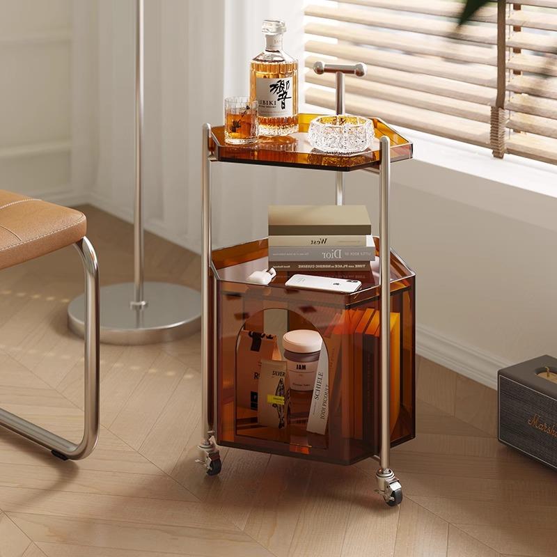 枝集压克力轻奢移动小推车客厅沙发边几中古收纳茶几家用覆古角几