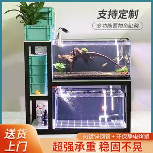 鱼缸架子底座底柜简约工业风定做钢木架多层龟缸金属超强承重支架