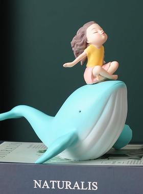 鲸鱼摆件鱼家居装饰品海洋书桌书架高级感家里小众女孩生日小礼物