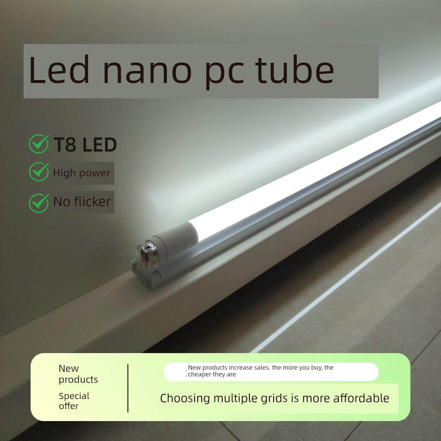 Led节能灯T8纳米灯管无闪烁超亮护眼家居客厅卧室商用灯管,家装灯饰光源,LED灯管,淘宝优惠券,粉丝福利购,淘宝优惠卷