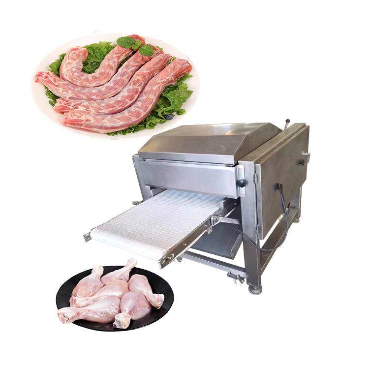 不锈钢鸡脖鸭脖去皮机全自动鸡胸肉扒皮机屠宰场连续式鸡腿剥皮机