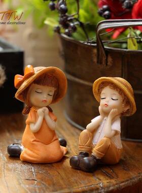 田园乡村遮阳帽可爱向日葵花园情侣装饰家居饰品橱窗饭厅摆件礼物