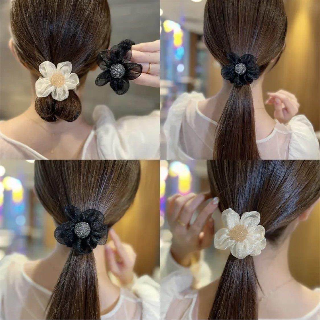 向日葵发圈轻奢花朵发圈仙女夏网纱镶钻绑马尾大肠圈橡皮筋发绳发,饰品/流行首饰/时尚饰品新,发饰,淘宝优惠券,粉丝福利购,淘宝优惠卷