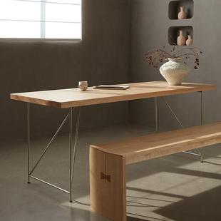 侘寂风工作会议桌长桌创意设计感办公桌书桌简约现代实木餐桌茶桌