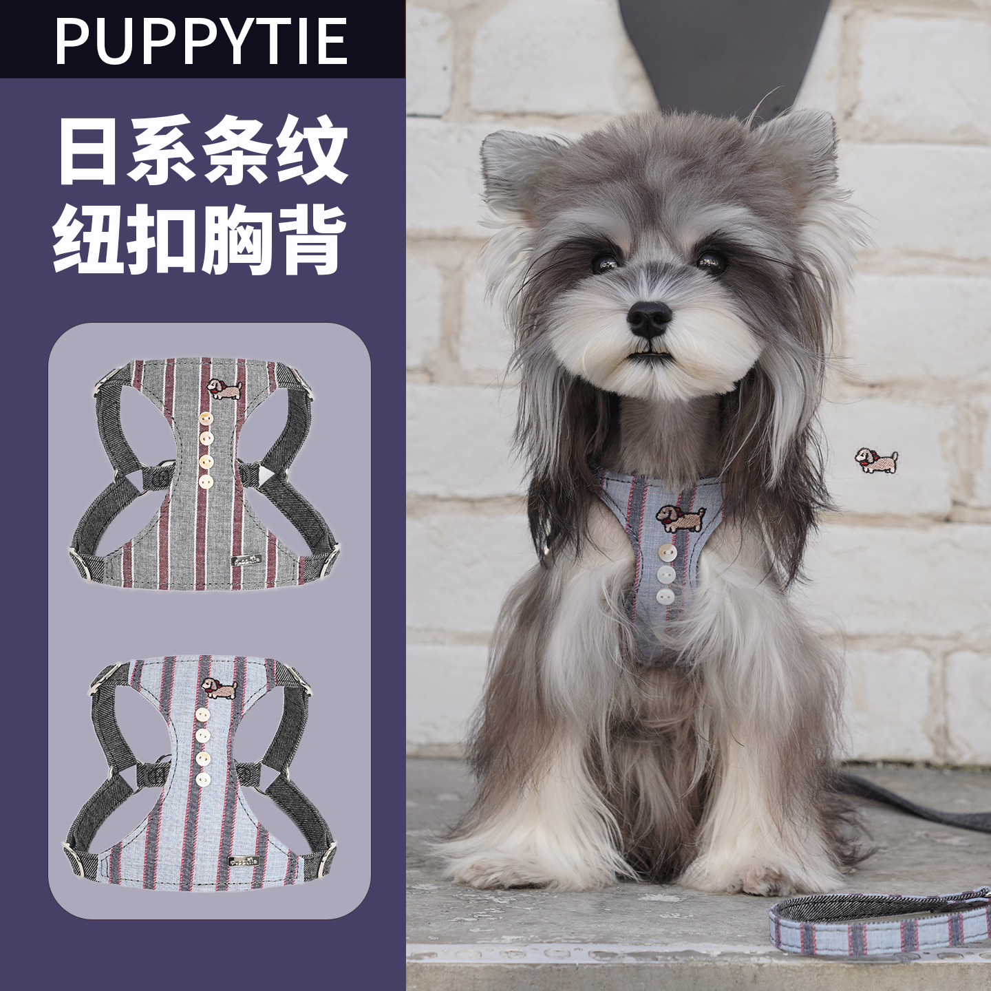 puppytie狗狗牵引绳胸背带背心式