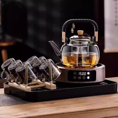 2026新款高硼硅玻璃煮茶壶电陶炉竹把提梁家用耐高温茶具套装